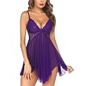 Avidlove Women Lingerie Lace Babydoll V Neck Sexy Sleepwear Strap Chemise