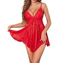 Avidlove Women Lingerie Lace Babydoll V Neck Sexy Sleepwear Strap Chemise