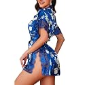 Avidlove Women Lingerie Robe Satin Sleepwear Lace Side Split Silk Robes