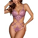 Avidlove Women Lingeries Deep V Teddy Sexy Lace Bodysuit Cut Out Babydoll