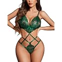Avidlove Women Lingeries Deep V Teddy Sexy Lace Bodysuit Cut Out Babydoll
