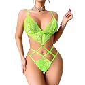 Avidlove Women Lingeries Deep V Teddy Sexy Lace Bodysuit Cut Out Babydoll