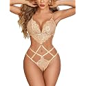 Avidlove Women Lingeries Deep V Teddy Sexy Lace Bodysuit Cut Out Babydoll