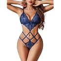 Avidlove Women Lingeries Deep V Teddy Sexy Lace Bodysuit Cut Out Babydoll