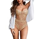 Avidlove Women Sexy Lingerie Sheer Lace Bodysuit V Neck Teddy Lingerie