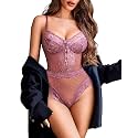 Avidlove Women Sexy Lingerie Sheer Lace Bodysuit V Neck Teddy Lingerie