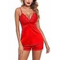 Avidlove Women Sleepwear Satin Pajamas Set Lace Camisole Shorts Nightwear