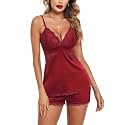 Avidlove Women Sleepwear Satin Pajamas Set Lace Camisole Shorts Nightwear
