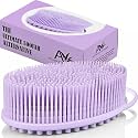 Avilana Silicone Body Scrubber with Advanced Hygiene Technology, Gentle Exfoliating Body Scrubber That's Easy to Clean, Lathers Well, Longer Lasting,The Ultimate Loofah Replacement (STYLE 1-LAVENDER)