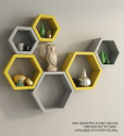 Aviora Hexagon Modular MDF Wall Shelf Set