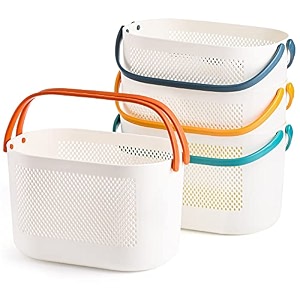 avla 4 pack portable shower caddy basket plastic storage baskets with handles drainage toiletry organizer bin dorm shower tote bag for bathroom kitchen closet bedroom college gym camp