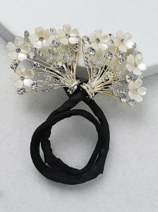avnish rhinestone flower hair clip french white twist bun lazy hair curler bun maker bun clip white