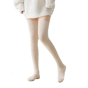 avnish wool warm thigh high socks  knitted thick thermal woolen socks for women winter wear knee length  knee high leg warmers long socks boot cuffs knee cap  stocking girls