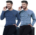AVOLT Printed Men Round Neck Grey Light