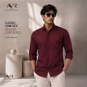 AVR Men Solid Casual Maroon Shirt