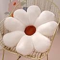 AVSHUB Cute Sunflower Shaped Throw Pillows Preppy Decorative Pillows Floor Cushion for Girls Bed Room Couch Sofa Chair Aesthetic Decor (35CM, White)