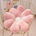 AVSHUB Cute Sunflower Shaped Throw Pillows Preppy Decorative Pillows Floor Cushion for Girls Bed Room Couch Sofa Chair Aesthetic Decor (35CM, Pink/White)