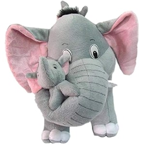 avshub soft toy elephant stuffed spongy huggable soft mother elephant with baby elephants combo - 40 cm grey