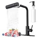 AVSIILE Matte Black Kitchen Faucets with Pull Down Sprayer & Soap Dispenser