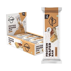 avvatar protein wafer bar  10g protein  pack of 8 x 40g each  tiramisu flavour  2g fiber  no added sugar  no preservatives pack of 8 tiramisu