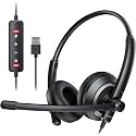 awatrue Computer Headset with Microphone USB Headphones for PC - Noise Cancelling Mic Wired Headphone Headsets Office Head Laptop Work Ear Speaker Call Set Stereo Control Service