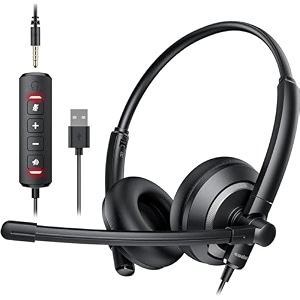 computer usb headset with microphone for pc - headphones with noise cancelling microphone on ear wired headphones mic mute for wfh call center office online class skype zoom