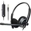 awatrue Headset with 3.5mm Jack Microphone for Computer Wired Headphones in-Line Control Headphones with Mic for Boom Skype Webinars On Ear Headphone
