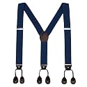 AWAYTR Men's Brown Button End Suspenders - Y-Back Elastic Tuxedo Braces