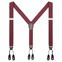 AWAYTR Men's Brown Button End Suspenders - Y-Back Elastic Tuxedo Braces