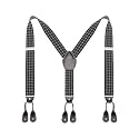 AWAYTR Men's Brown Button End Suspenders - Y-Back Elastic Tuxedo Braces