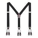 AWAYTR Men's Brown Button End Suspenders - Y-Back Elastic Tuxedo Braces