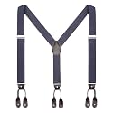 AWAYTR Men's Brown Button End Suspenders - Y-Back Elastic Tuxedo Braces