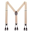 AWAYTR Men's Brown Button End Suspenders - Y-Back Elastic Tuxedo Braces