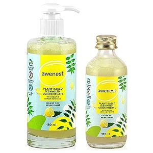 awenest plant-based dishwash combo  dispenser amp refill pack - 2 x 180ml