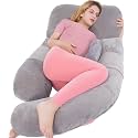 60in Full Body Pillow | Nursing, Maternity and Pregnancy Body Pillow | Extra Large U Shape Pillow and Lounger with Detachable Side, Separate Support Pillow and Removable Cover (Grey)
