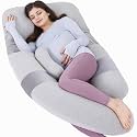 60in Full Body Pillow | Nursing, Maternity Pregnancy Body Pillow | Extra Large U Shape Pillow and Lounger with Detachable Side, Separate Support Pillow and Removable Cover (Grey-Jersey)