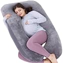 Pregnancy Pillow, U Shaped Full Body Pillow, Nursing, Support and Maternity Pillow for Pregnant Women with Removable Velvet Cover (Grey)