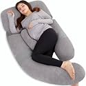 AS AWESLINGDetachable Maternity Pillow for Pregnant Women | 60in Pregnancy Pillows for Sleeping | Extra Large Full Body Pillow for Pregnancy with Crystal Velvet Cover(Dark Gray)