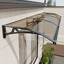 Awning for Door Entrance, Window Awnings Exterior with Aluminum Bracket, UV, Rain & Snow Protection, Durable Polycarbonate Canopy for Entrance, Balcony, Garage, Brown 60x60cm/24x24in