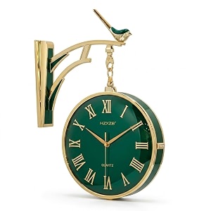 vintage retro old fashioned decorative quiet non-ticking sweep second hand quartz analog large numerals desk clock battery operated w5-green