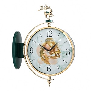 vintage retro old fashioned decorative quiet non-ticking sweep second hand quartz analog large numerals desk clock battery operated w8 green