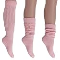 AWS/American Made 2 Pairs Women's Slouchy Scrunch Knee-High Boot Socks for Casual Wear and Comfort