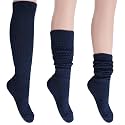 AWS/American Made 2 Pairs Women's Slouchy Scrunch Knee-High Boot Socks for Casual Wear and Comfort
