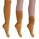 AWS/American Made Slouch Socks Cotton Scrunch Knee High Extra Long and Heavy Socks