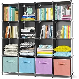 awtatos 16 cube storage unit cube shelves book shelf diy plastic shelves ideal for bedroom living room office 492 34l x 118 34w x 372 34h black ulpz017