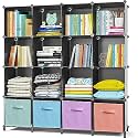 AWTATOS 16 Cube Storage Unit, cube shelves, book shelf, DIY plastic shelves, Ideal for Bedroom, Living Room, Office, 49.2 "L x 11.8 "W x 37.2 "H Black ULPZ017