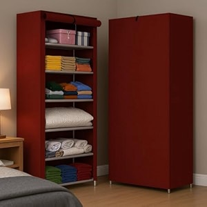 awtatos multipurpose collapsible wardrobe cabinet  foldable fabric organizer with 69 shelves  portable clothes storage rack for bedroom home amp office maroon 6_layer