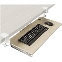 AX WABER Keyboard Tray Under Desk Pull Out with Extra Sturdy C Clamp Mount System, 27.3 (32.5 inch Including Clamps) x 11 Inch Slide-Out Platform Computer Drawer for Typing Grain