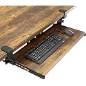 AX WABER Keyboard Tray Under Desk Pull Out with Extra Sturdy C Clamp Mount System, 27.3 (32.5 inch Including Clamps) x 11 Inch Slide-Out Platform Computer Drawer for Typing Vintage AX01WG02
