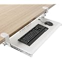 AX WABER Keyboard Tray Under Desk Pull Out with Extra Sturdy C Clamp Mount System, 27.3 (32.5 inch Including Clamps) x 11 Inch Slide-Out Platform Computer Drawer for Typing White AX01WW01